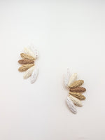 beige fan shaped nickel free earring