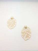 Beige Dangling Leaf Earrings