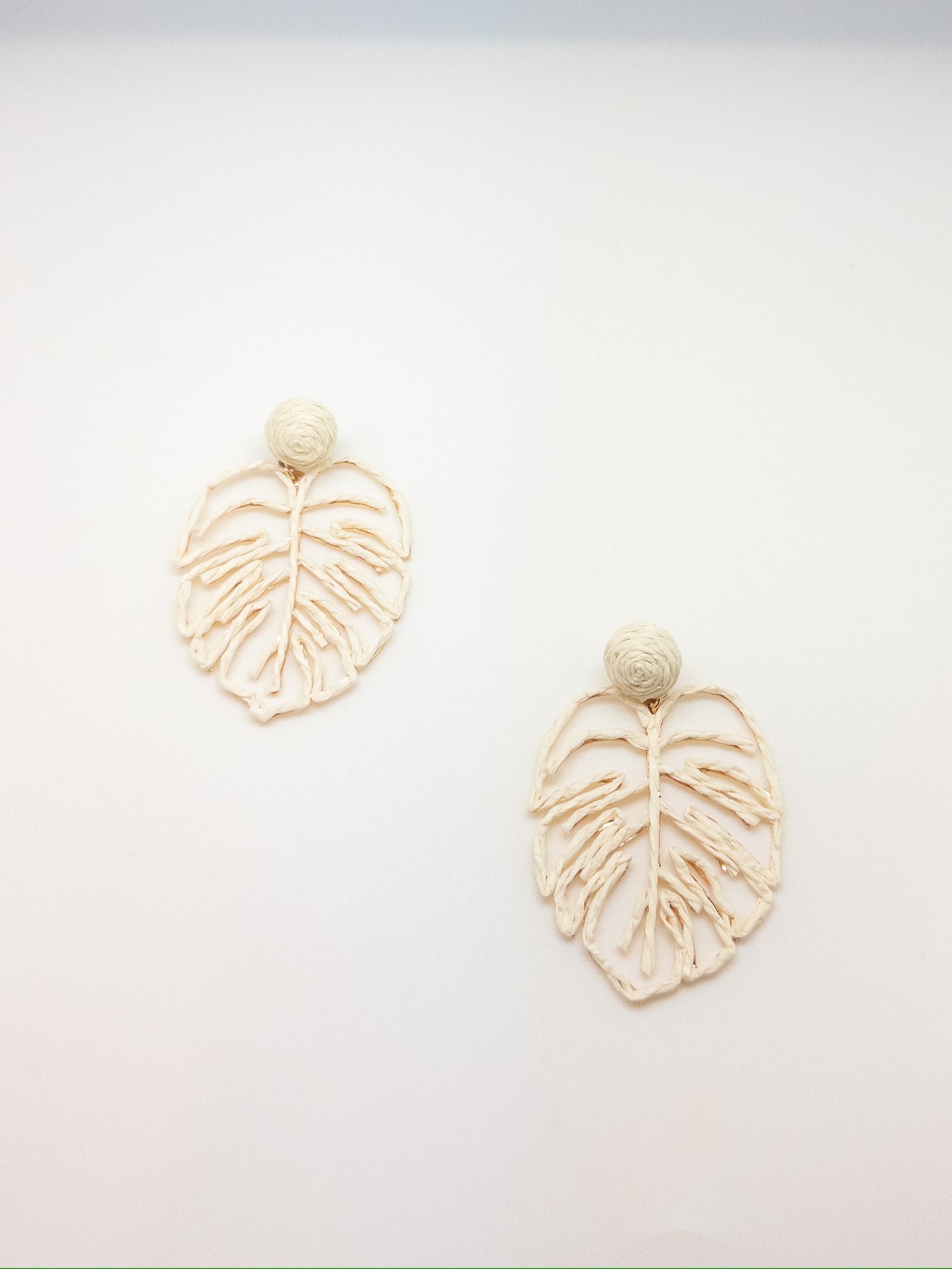 Beige Dangling Leaf Earrings