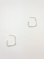Square Silver Hoops
