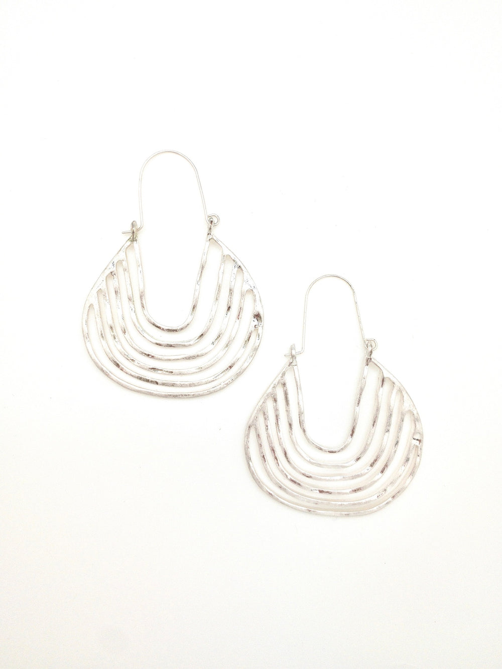 Mikayla silver drop hoop earrings
