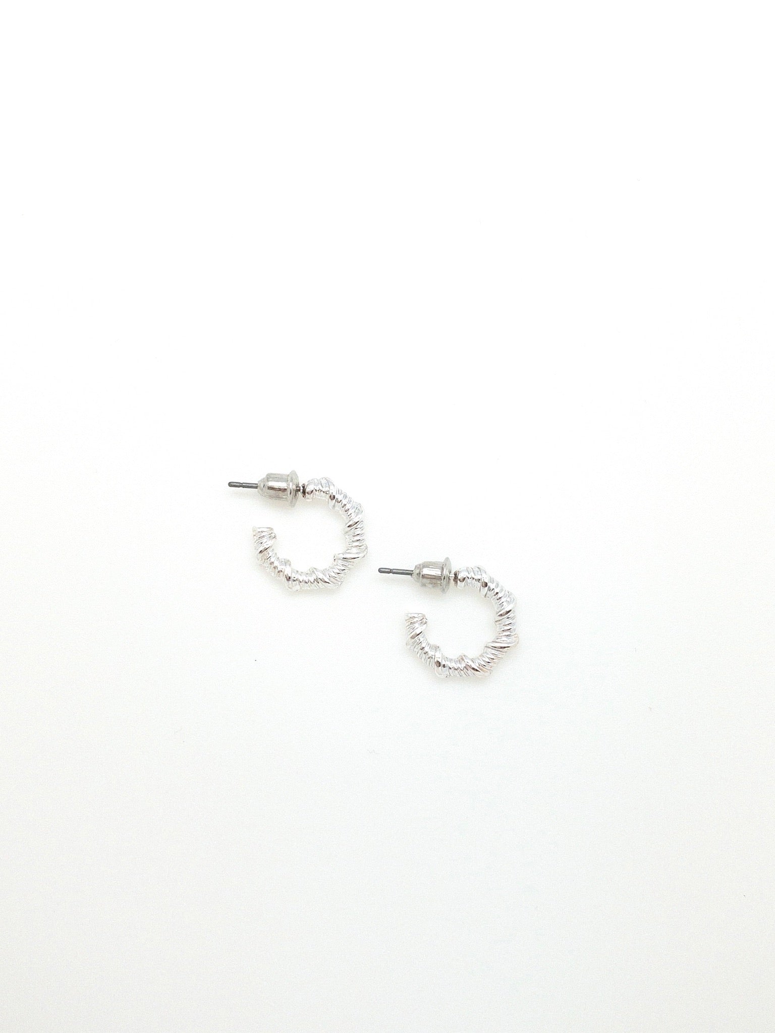 Layla small silver hoop earrings with a twisted rope detail