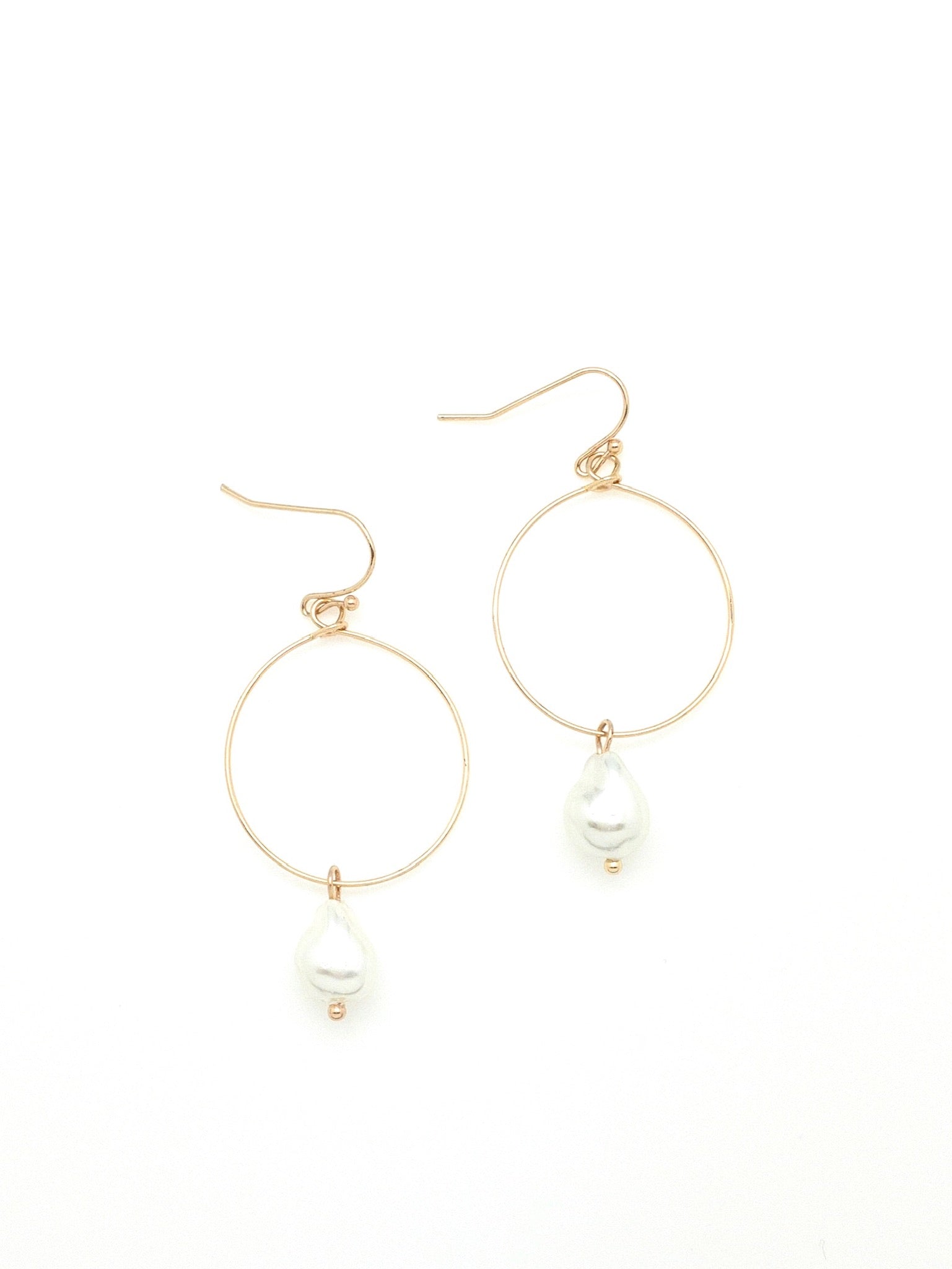 dangly gold hoop With pearl drop 