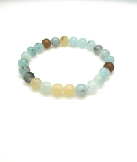 agate bracelet. all real stones turned to beads. blues, tans, greys, greens Danna 