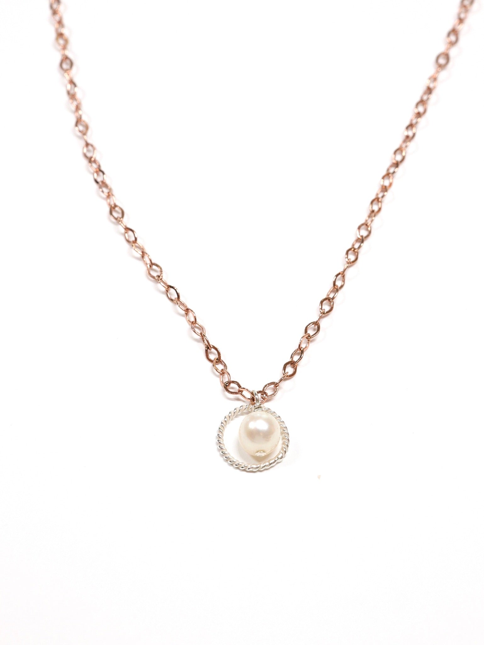 Alethea Ivory Pearl nh Necklace in rose gold and sterling