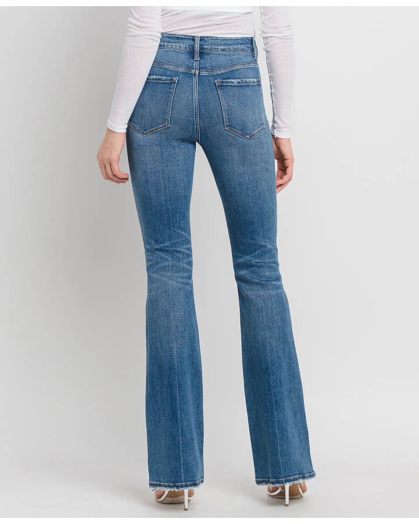 back view of comfort stretch bootcut jeans from Ardor Boutique