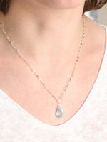 Aquamarine Fancy Cut nh Necklace in Sterling Silver on model