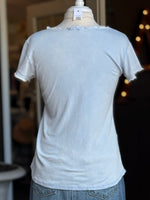 Back View Reece Raw Edge Tee in Sky Blue