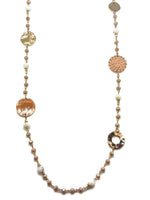 Beatrix Necklace with beige and blush beading and gold accents