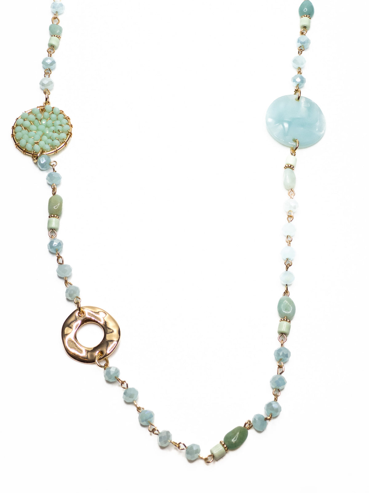 Beatrix Necklace in aqua Teal and gold