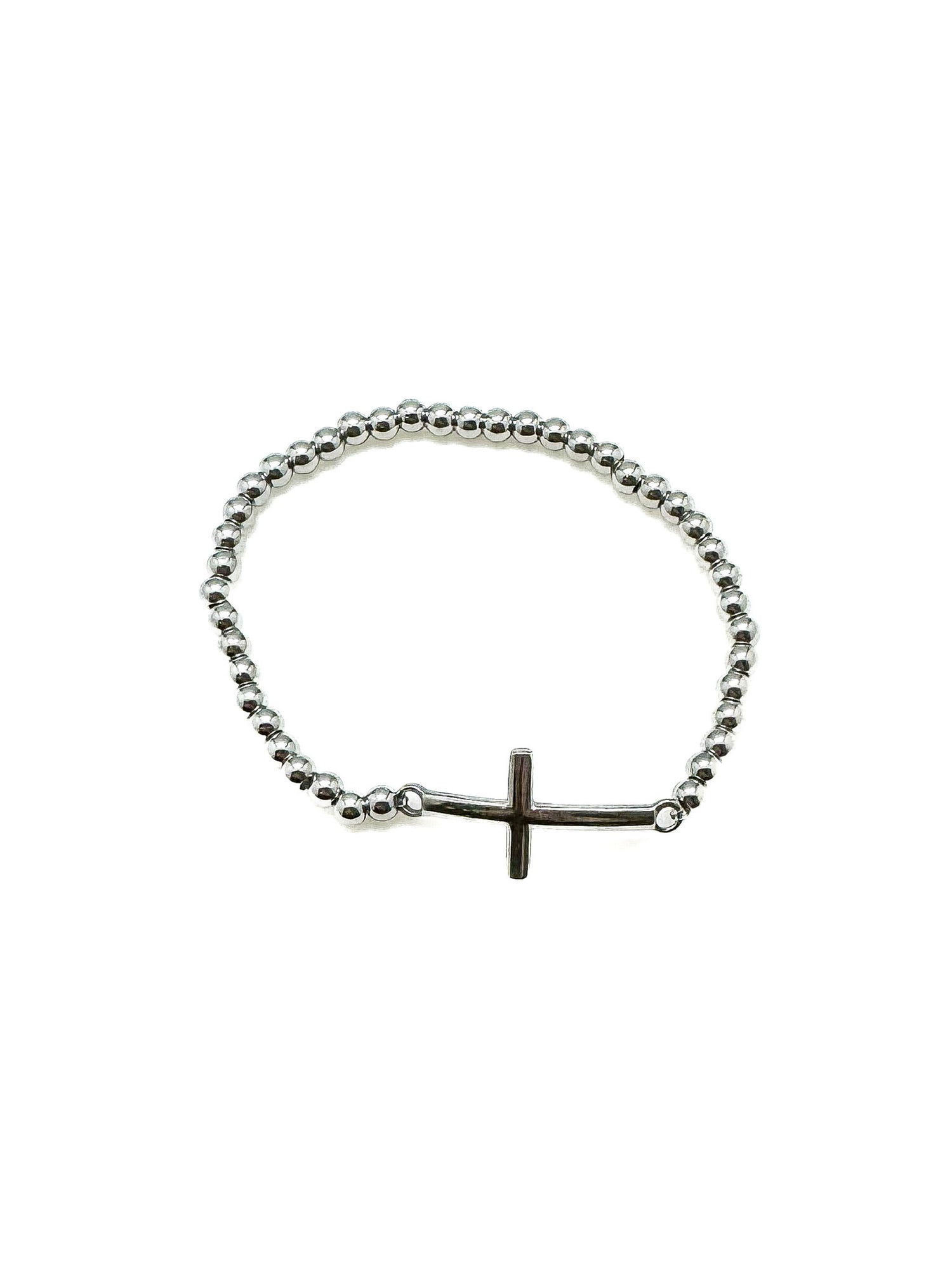 Silver Cross stretch Bracelet