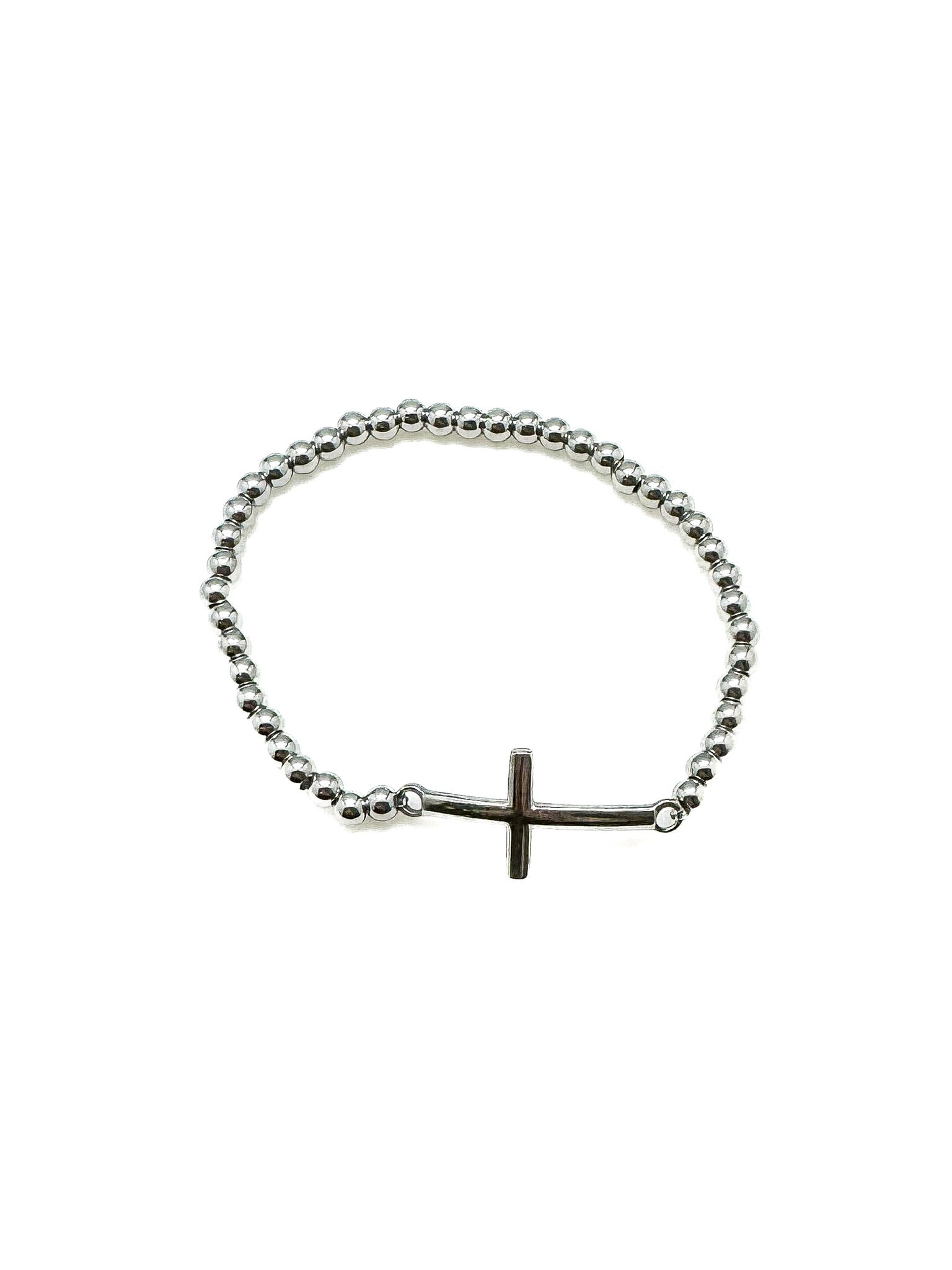 Silver Cross stretch Bracelet