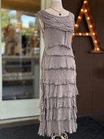 Briella Italian Silk Dress in taupe at Ardor Boutique (front view)