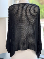 Cecilia crochet sweater in black shown on mannequin back view 