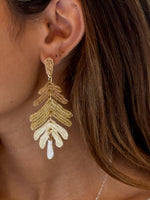 Charisma Earrings in Beige Ombre. Ombre starts from a warm beige at the top graduating down to a light cream at the bottom