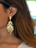 Charisma Earrings in Tan and Beige on model