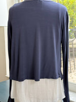 Chloe Silk Cardigan in Navy (backview)