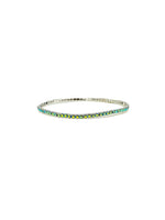 Chloe Sparkly Aqua Green Bracelet with silver setting. Stretch design to fit most wrists