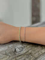 Chloe Sparkly Aqua Green Bracelet Paired with Marie Peach bracelet