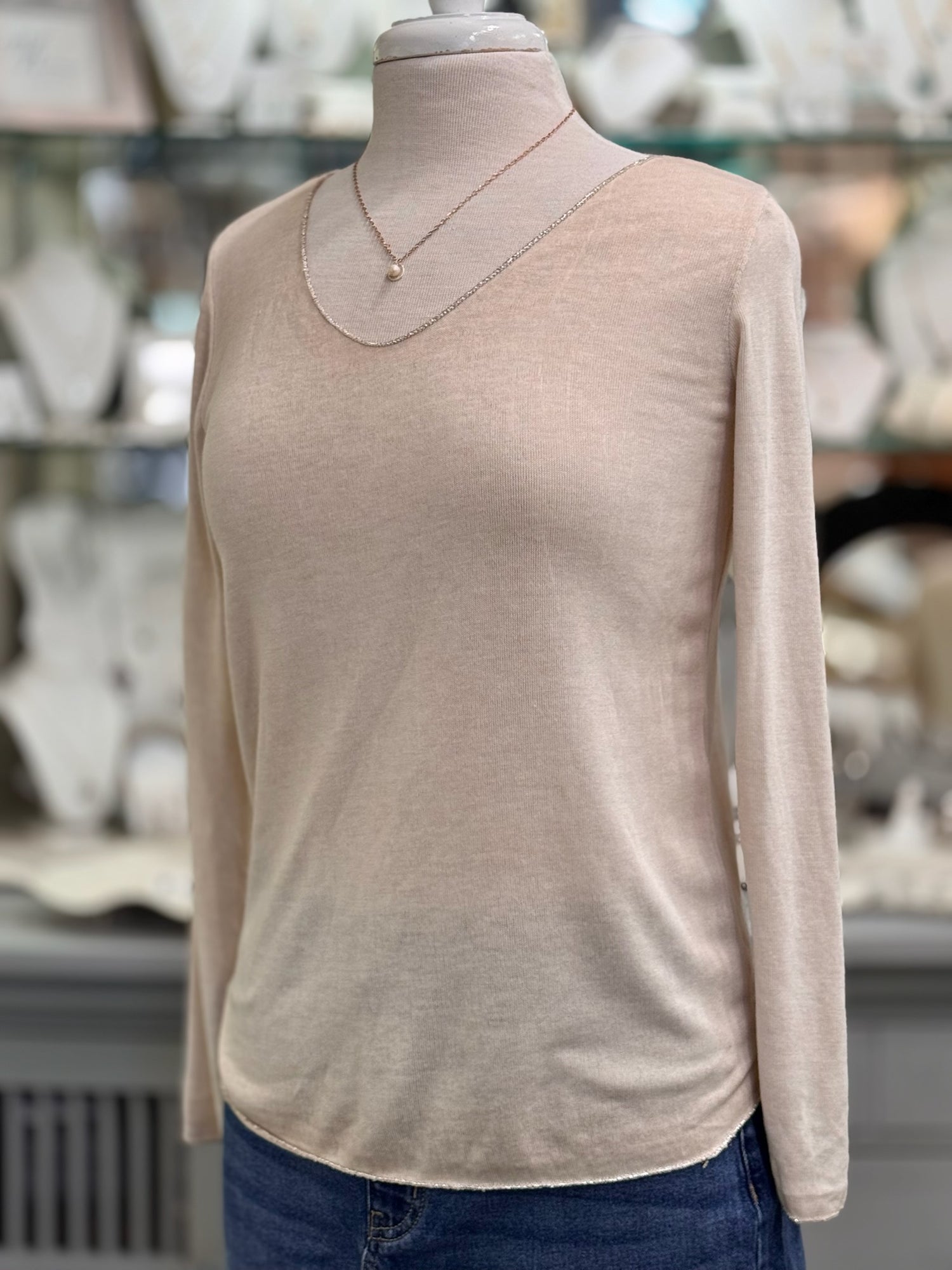 Elise Top in Beige long sleeve