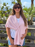 Elise Wrap Poncho in Pink front view