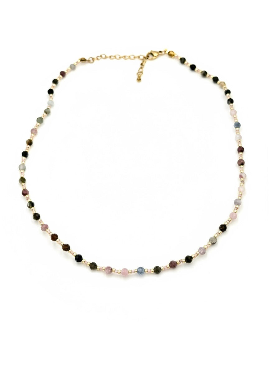 Faye Tourmaline and Gold handmade Necklace