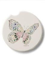 Butterfly Car Coaster with watercolor floral butterfly design from Ardor Boutique