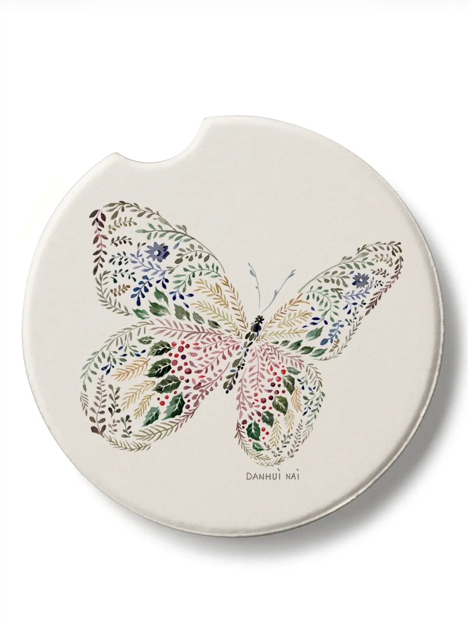 Butterfly Car Coaster with watercolor floral butterfly design from Ardor Boutique
