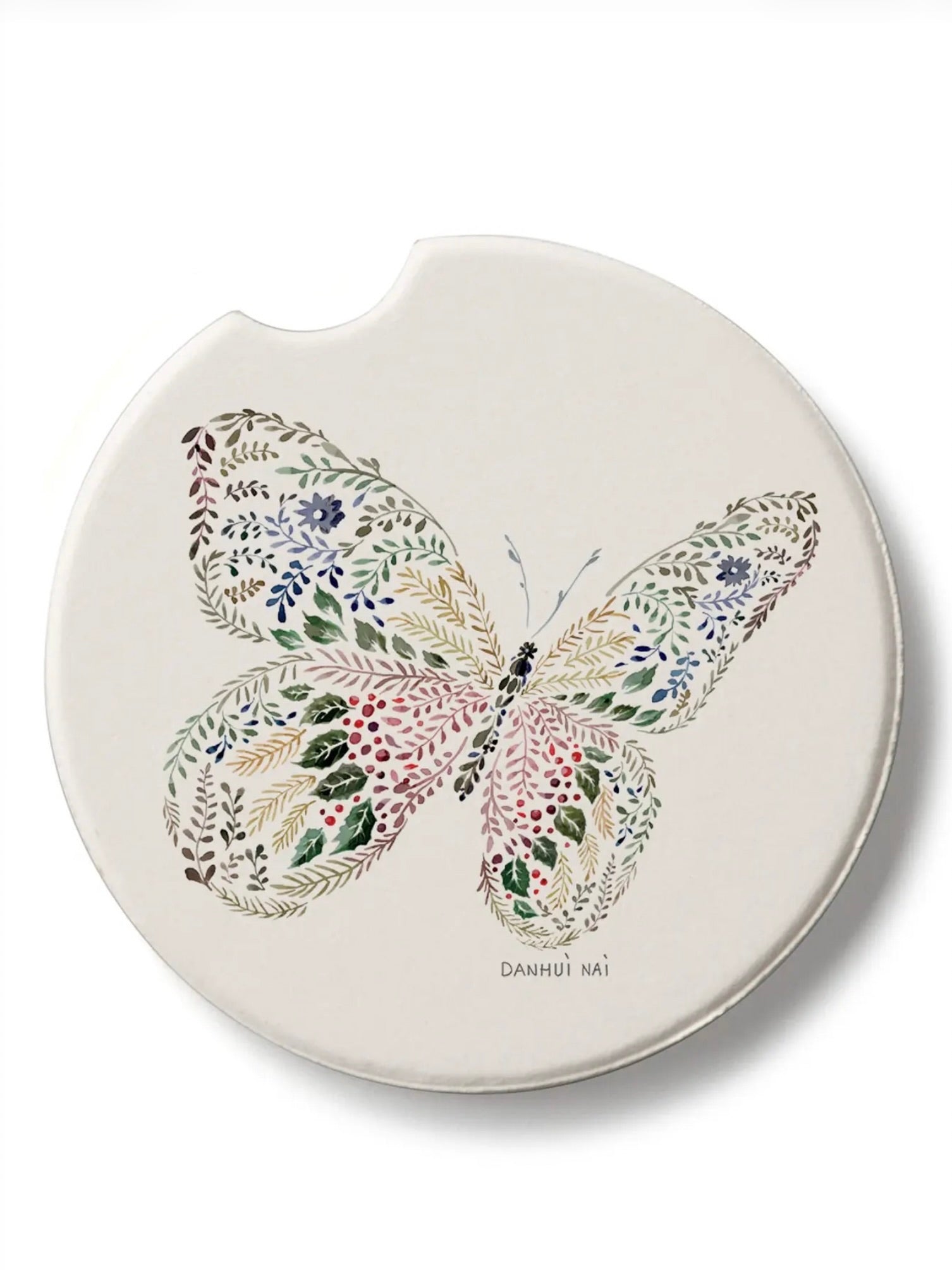 Butterfly Car Coaster with watercolor floral butterfly design from Ardor Boutique