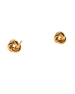 Gold Knot Stud Earrings on a white background 