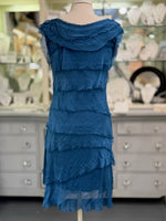 Gianna Short Silk Dress showing back view of tiered silk layers with delicate frayed edges 