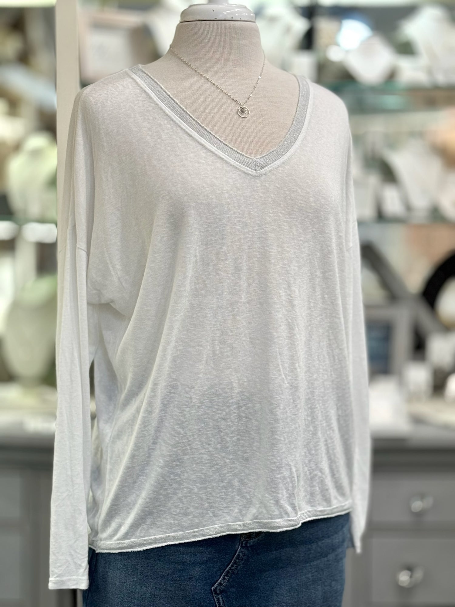 Grace Lightweight Sweater in White