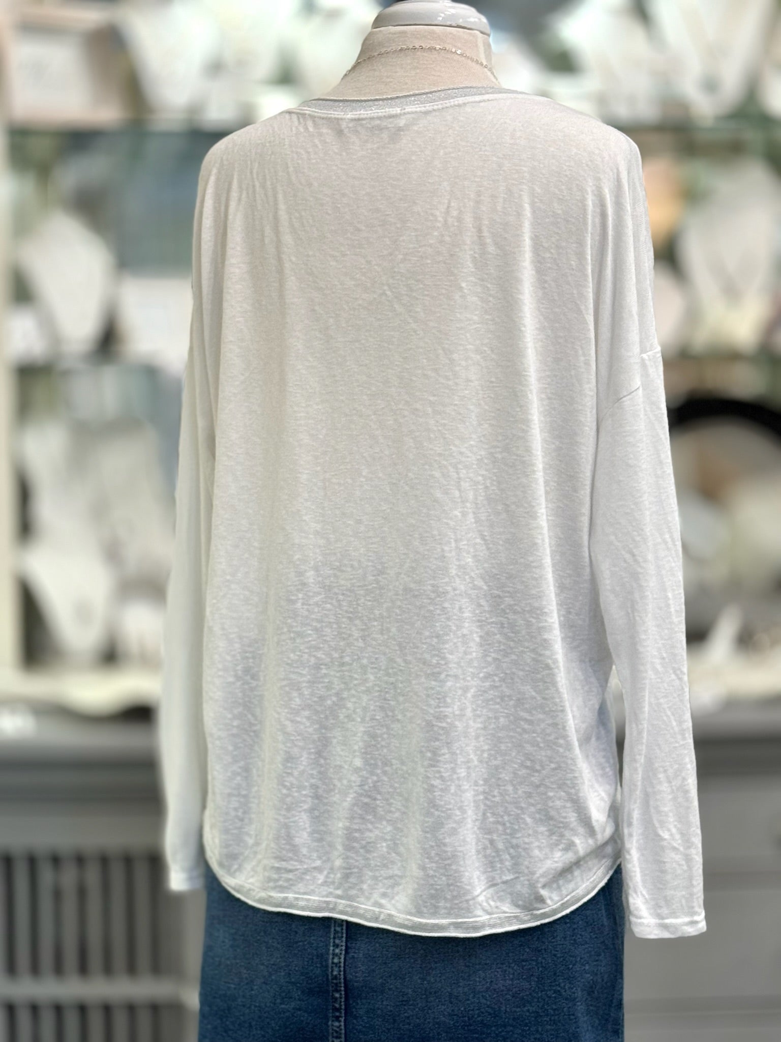 Grace Lightweight Sweater in White back