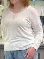 Grace Lightweight Sweater in White model