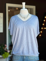Grace V-Neck Short Sleeve Top in Blue