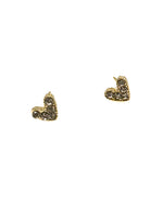 Pair of sparkly heart-shaped stud earrings on a white background