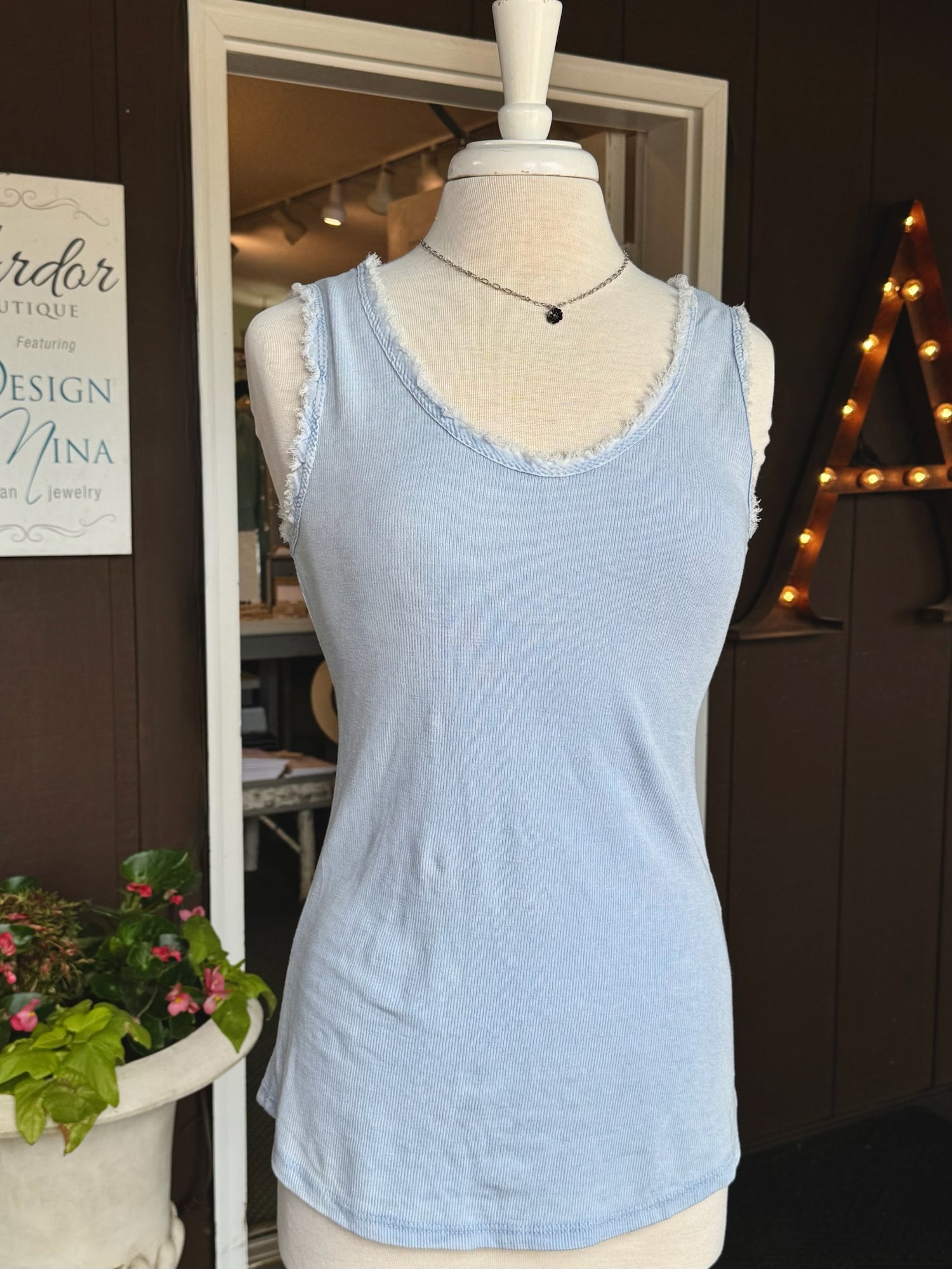 Lori Ruff Edge Tank in Sky Blue