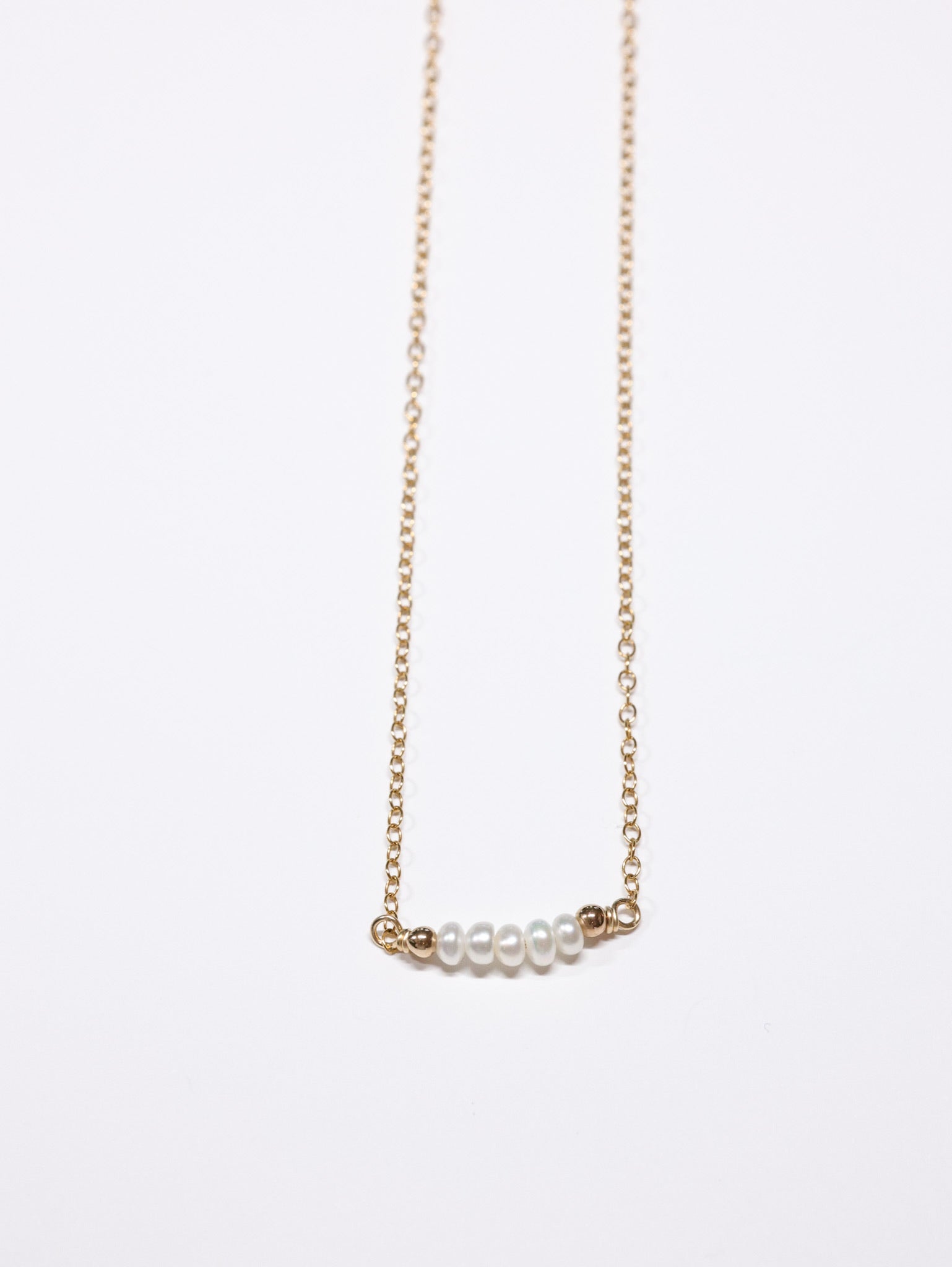 5 Tiny Pearls nh Necklace -gold filled