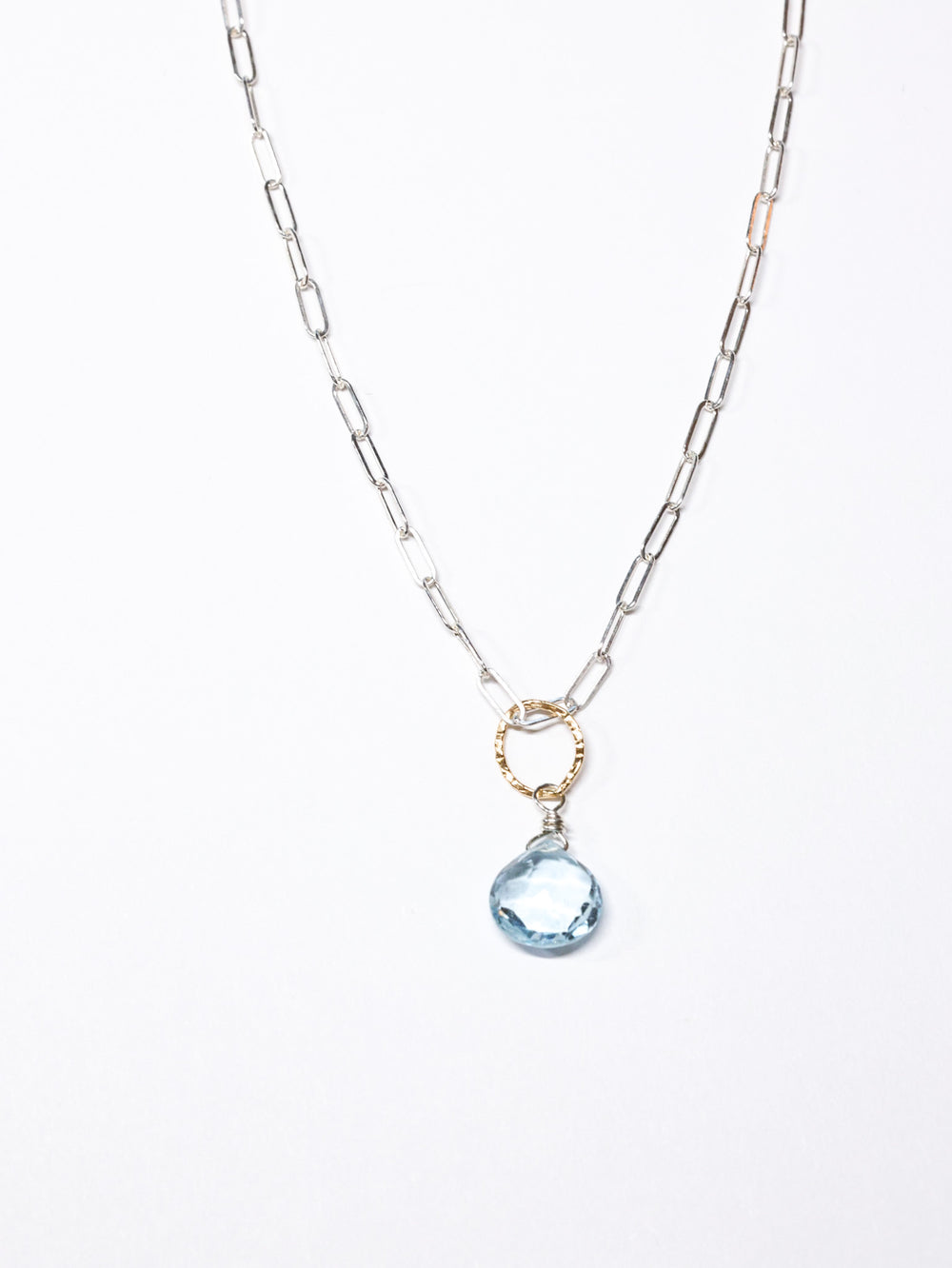Sky Blue Topaz Pendant Necklace -Sterling Silver