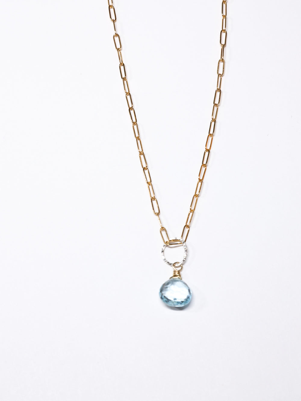Sky Blue Topaz pendant necklace -gold filled