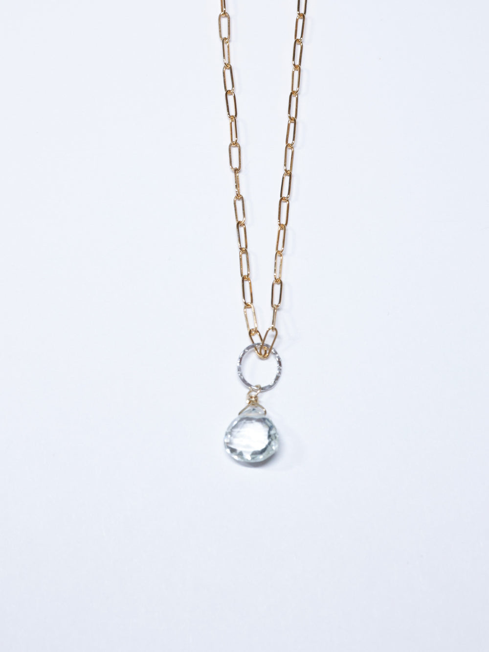 Pale Aquamarine pendant necklace -gold filled