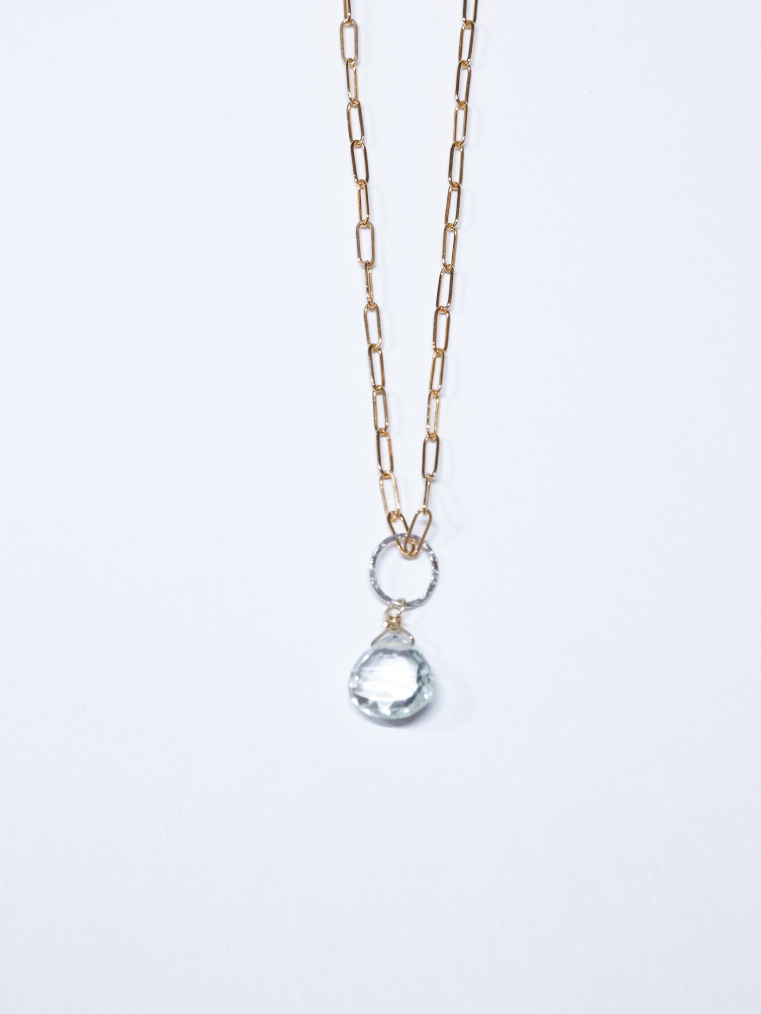 Pale Aquamarine pendant necklace -gold filled