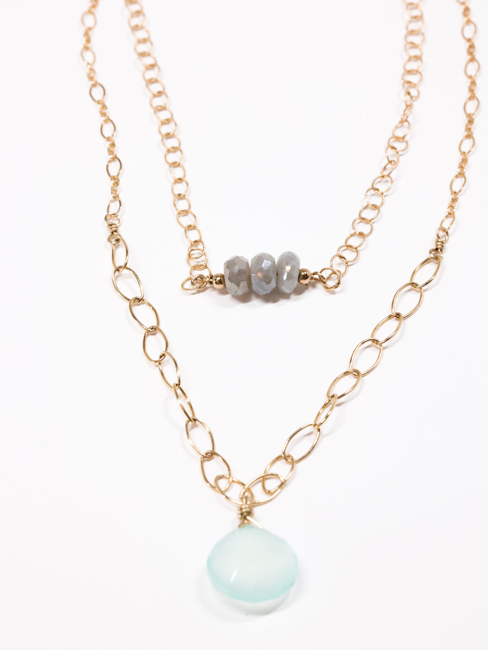 Sidney Peruvian Chalcedony drop nh necklace