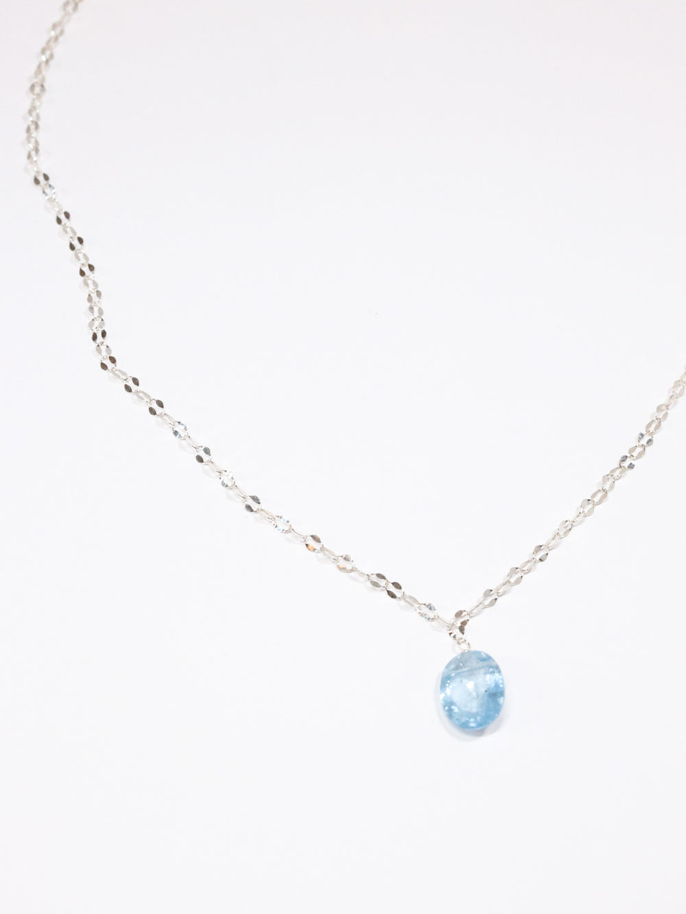 Aquamarine Fancy cut necklace -sterling silver