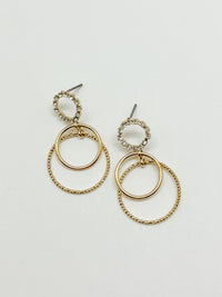 3 hoop textured, sparkly, smooth. earrings gold