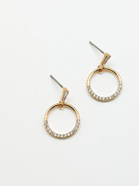 sage studs with a dangly hoop tiny crystals. gold.