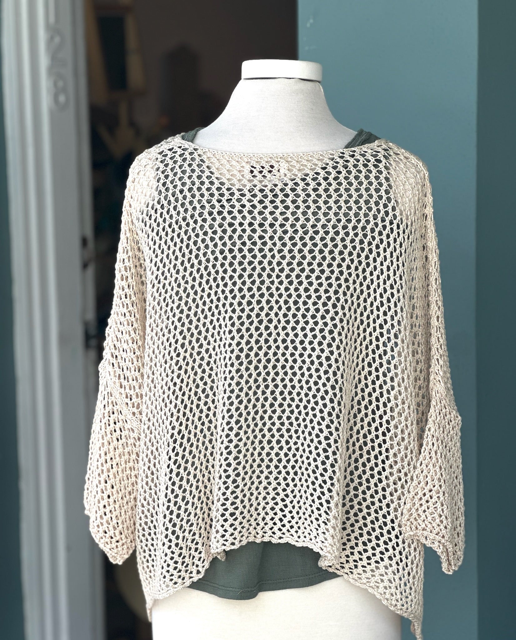 Back of Italian mesh sweater at Ardor Boutique