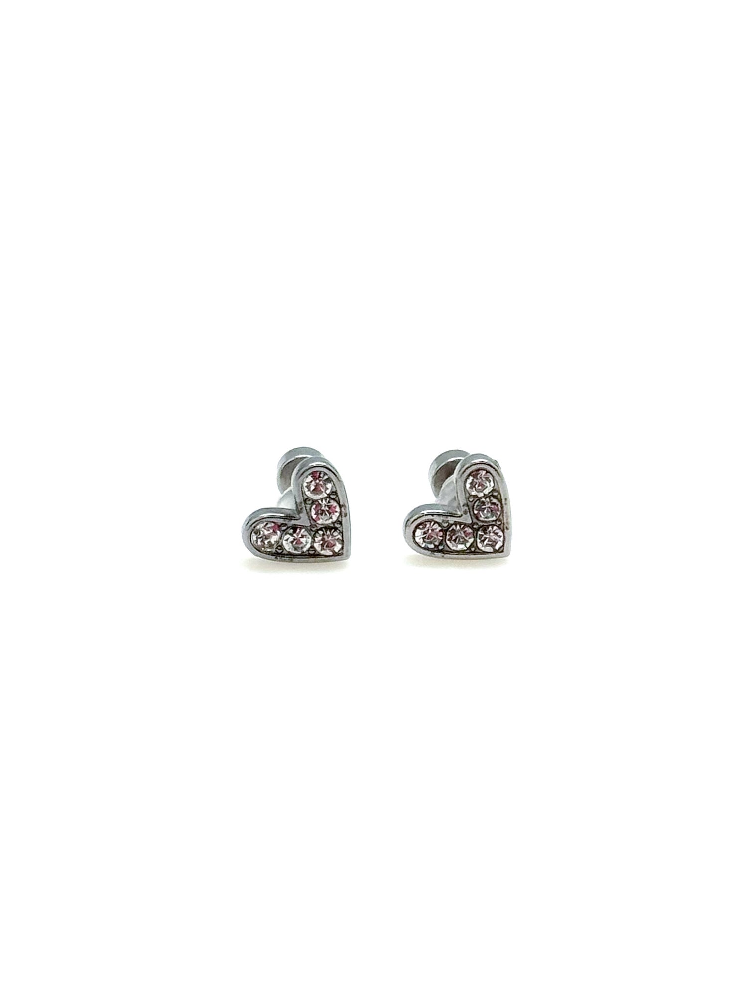 Sparkly silver heart studs 