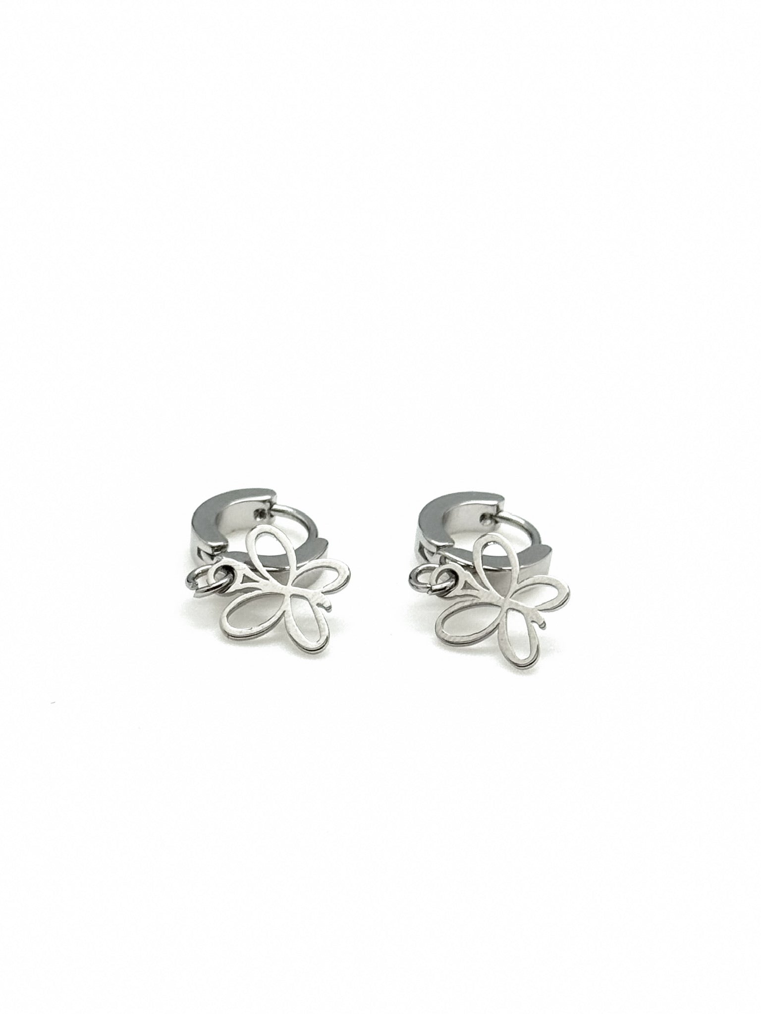 silver butterfly hoop earrings
