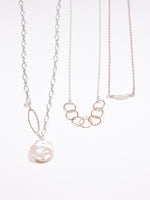 Layering necklace options in rose gold and sterling silver